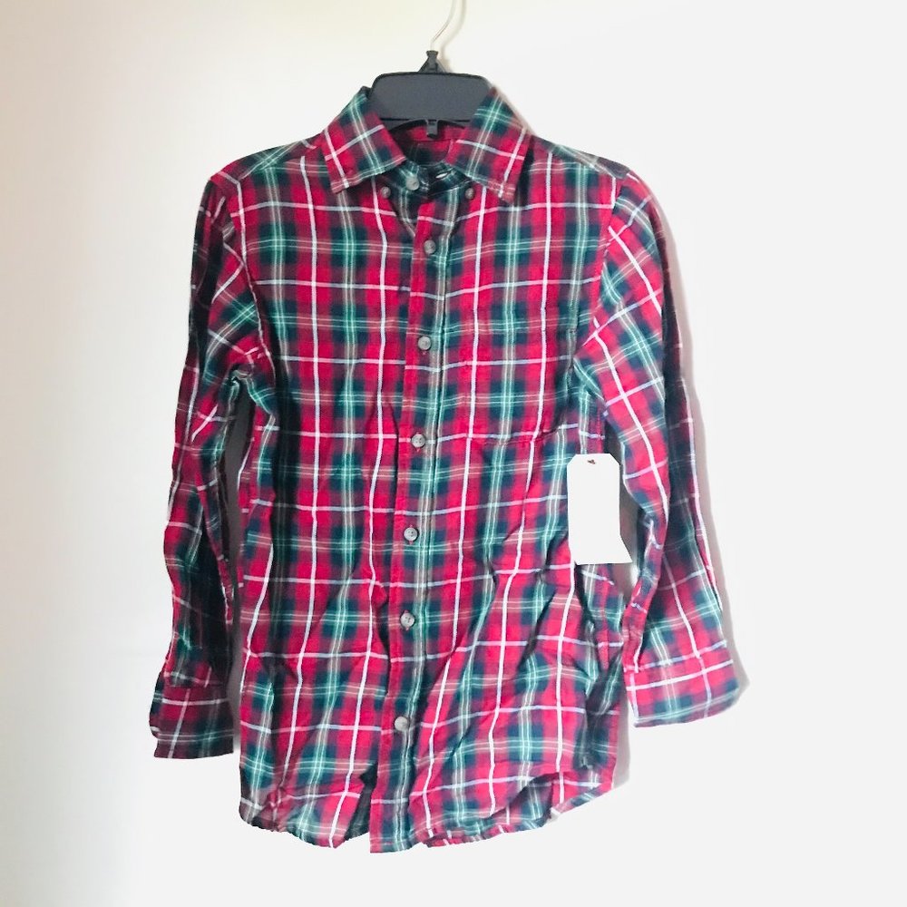 NWT Class Club Boy's Plaid Button Down Shirt- 8